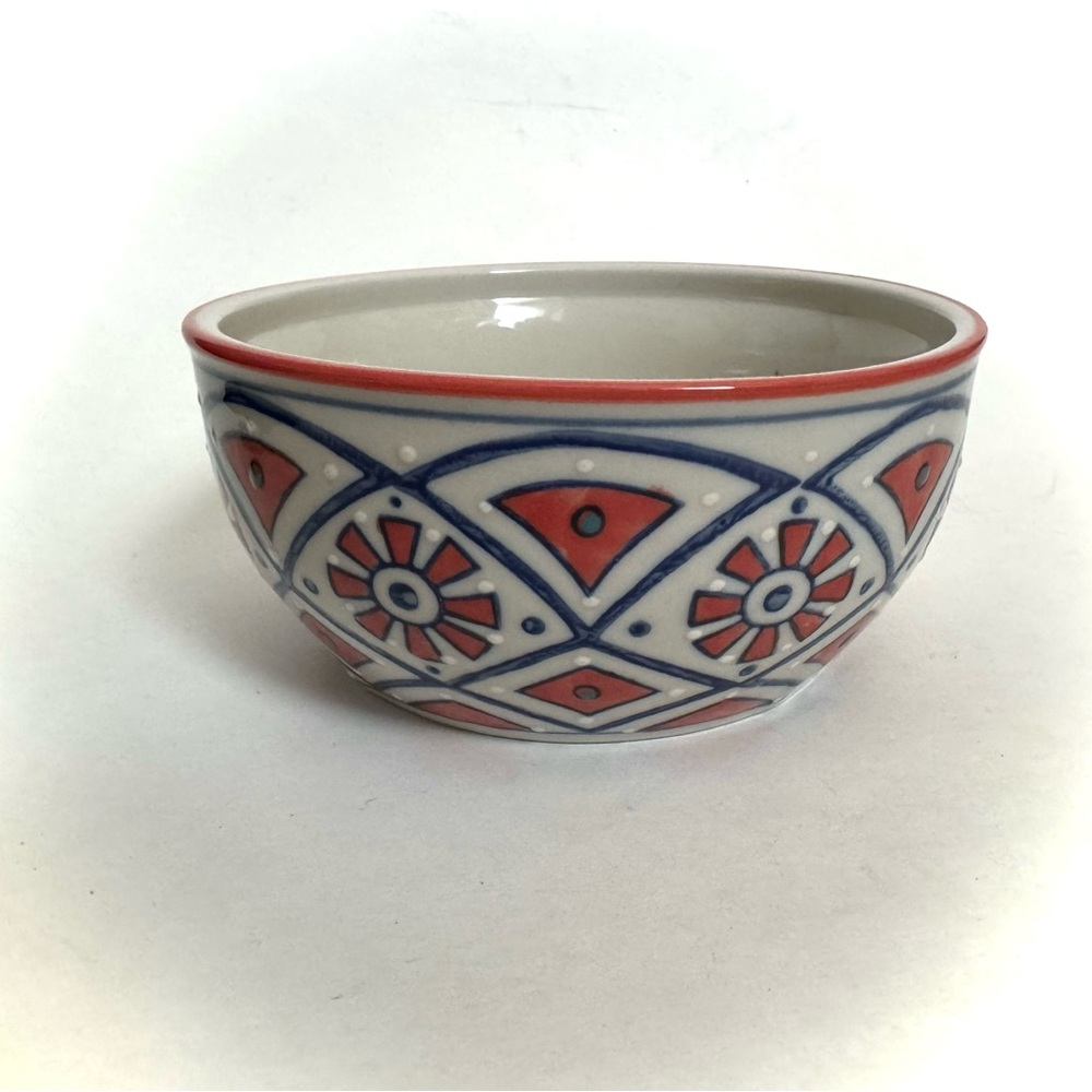 Yokohama Studio Ceramic Bowl with Rust and Blue Design